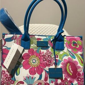 Trina Turk Pink and Blue Floral Tote